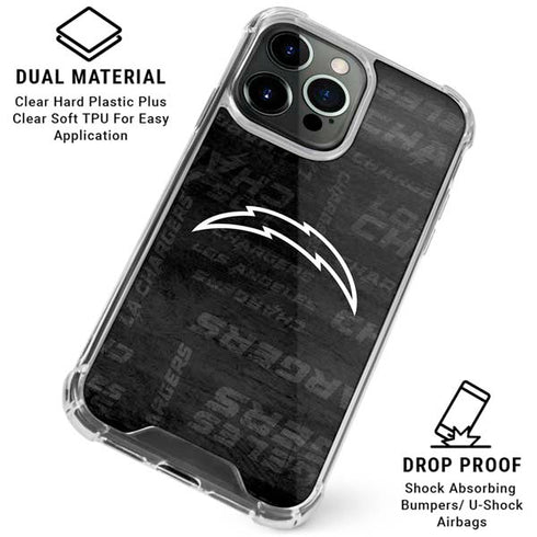 NFL Los Angeles Chargers Black & White iPhone 16 Pro Clear Case